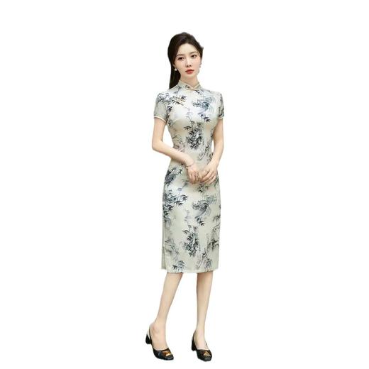 丝绸提花改良时尚气质素雅旗袍ZA82305 商品图4