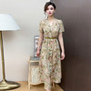 印花洋气V领时尚连衣裙，短袖修身显瘦休闲雪纺裙QYM- XYKL-MB1060-L 商品缩略图2