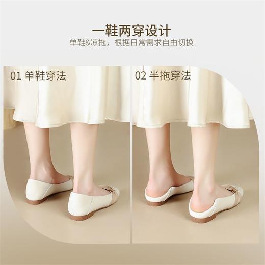 ZHR真皮珍珠浅口单鞋平底女鞋2024新款软底玛丽珍皮鞋伴娘豆豆鞋 商品图5