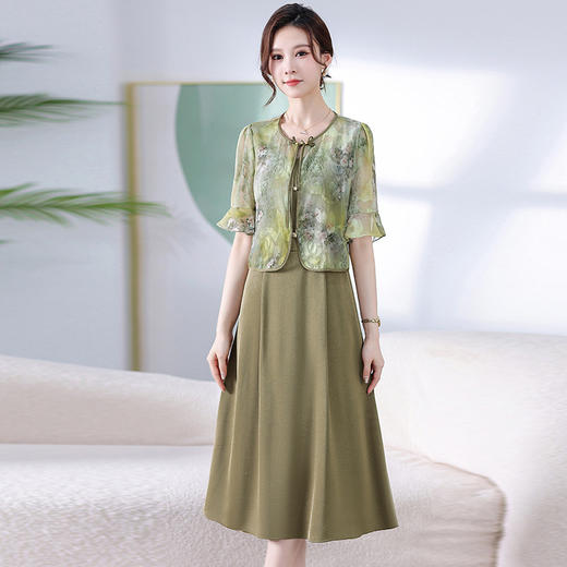 QYM-24-71新中式连衣裙夏季女装印花短款外套裙子 商品图1
