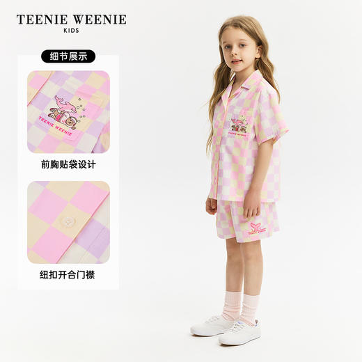 TeenieWeenie Kids小熊童装夏男女童纯棉混色宽松格纹套装TKYA246571N 商品图2