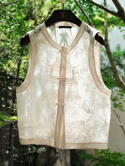 微瑕秒杀 |盛唐婧 |桑蚕丝真丝绡短款马甲-白色[特价品](特殊商品不退不换) 商品图4