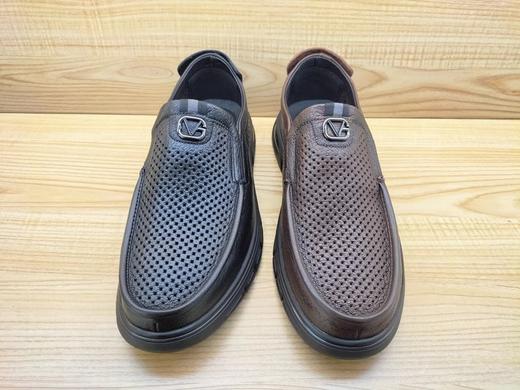 夏季新款豪行真皮休闲男鞋13242965时尚平底透气冲孔凉鞋正品 商品图4