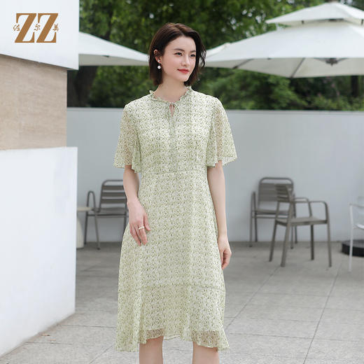 佐尔美夏季新款 气质优雅碎花桑蚕丝连衣裙女E32LS105 商品图3