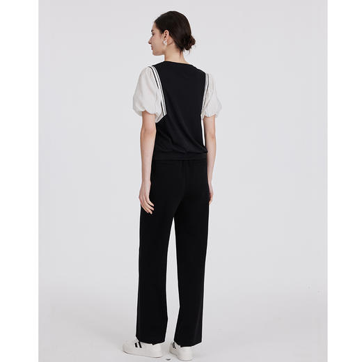 司歌灯笼袖宽松休闲套头上衣假两件T891186y 商品图3