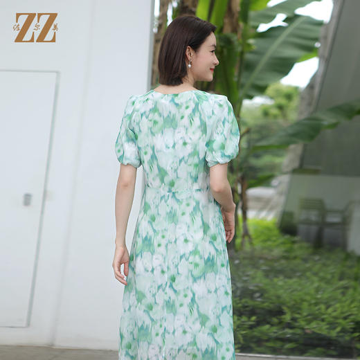 佐尔美夏季新款 优雅气质渐变桑蚕丝中长连衣裙女E32LS73 商品图4