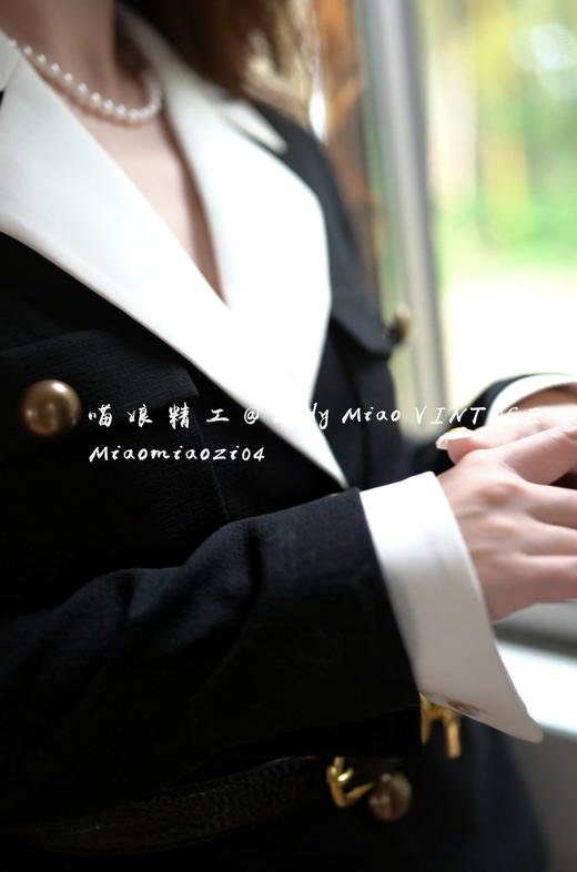 #1403【复团】喵娘精工丨定制《高定情书》秀场同款黑白撞色复古西装套装裙 商品图5