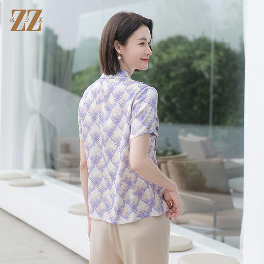 佐尔美夏季新款 气质百搭桑蚕丝短袖衬衣女E32CS75 商品图4