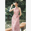 新中式国风挂脖立领挖肩印花连衣裙女夏季古典收腰连衣裙V2041704 商品缩略图3
