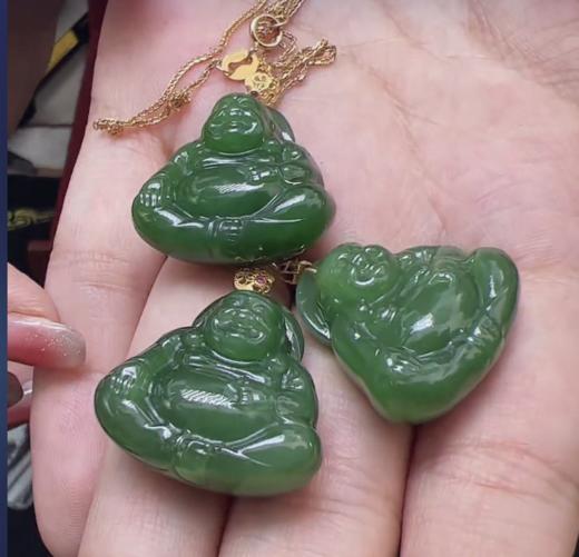 和田玉吊坠-玉美人菲菲HZ#18K碧玉吊坠约30*25mm 商品图0