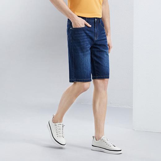 【含桑蚕丝】柒牌直筒牛仔裤男2024夏季新款时尚休闲水洗牛仔短裤	126H70550 商品图1