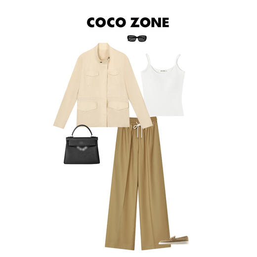 刘一一&COCO ZONE100%亚麻棉长袖飞行服外套立领夹克 23C29518 商品图2