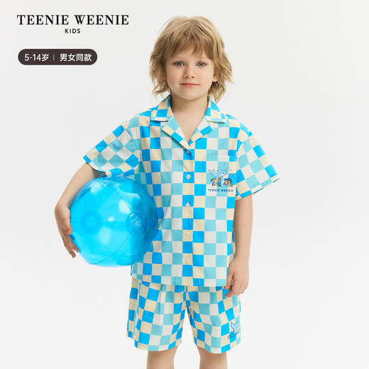 TeenieWeenie Kids小熊童装夏男女童纯棉混色宽松格纹套装TKYA246571N 商品图11