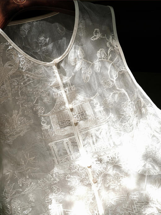 盛唐婧 |桑蚕丝真丝绡长款马甲-白色 商品图5