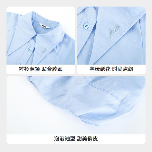 女童公主连衣裙夏新款纯色百褶裙子安奈儿童装EG423113 商品图4