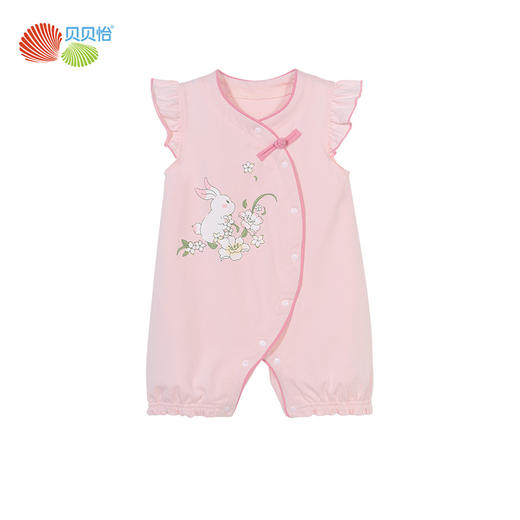 贝贝怡婴儿衣服短袖连体衣夏日可爱国风侧开连体衣 商品图4