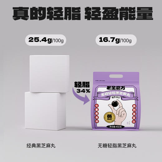 老金磨方 黑芝麻丸 量贩包450g 经典 轻脂 无糖 多口味可选 商品图4