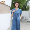 佐尔美夏季新款 时尚牛仔配色桑蚕丝连衣裙女E32LS90 商品缩略图4