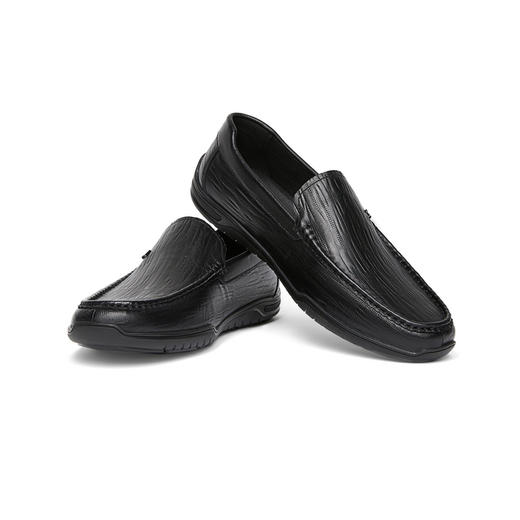 柒牌牛皮革乐福鞋男士商务休闲皮鞋新款透气一脚蹬黑色低帮男鞋子	126X70460 商品图1