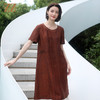 佐尔美夏季新款 优雅国风气质100%桑蚕丝中长连衣裙女E22LS16 商品缩略图3