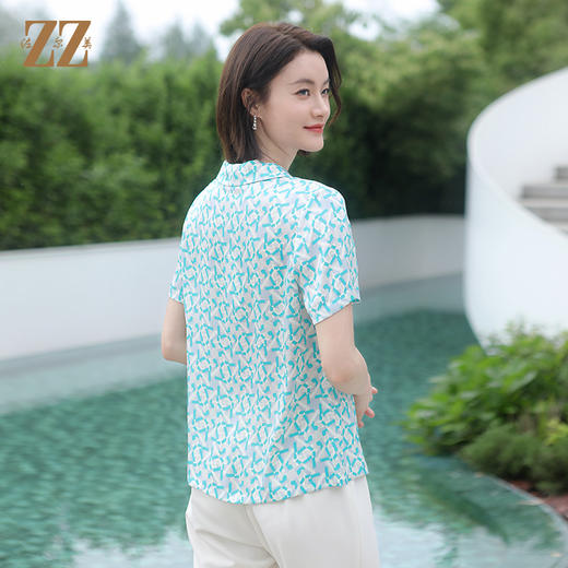 佐尔美佐尔美夏季新款 气质碎花桑蚕丝短袖衬衣女E32CS32 商品图2