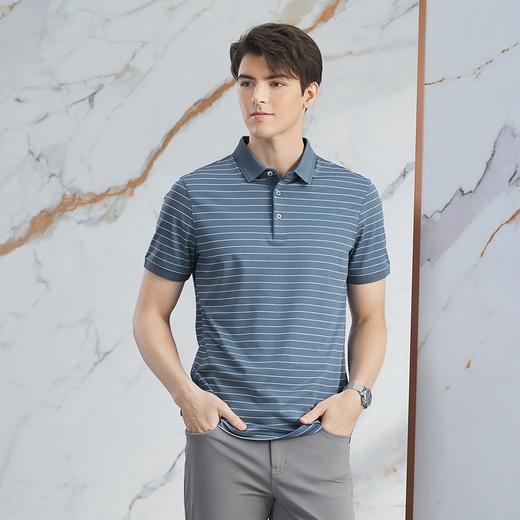 【特价】【高端系列】柒牌男装条纹短袖POLO衫男夏季新款商务百搭翻领上衣	126T71020 商品图1