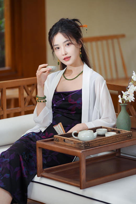 逸红颜明月优选 #『采薇』东方美学·夏日清凉衫，10MM真丝乔其，金庸小龙女般清冷飘逸 商品图12