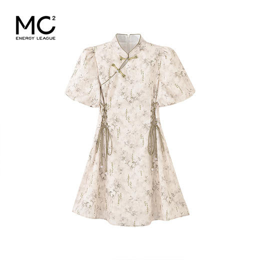 mc2国风新中式连衣裙短款女夏新款立领斜门襟印花收腰气质小个子 商品图3