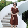 佐尔美夏季新款 优雅国风气质100%桑蚕丝中长连衣裙女E22LS16 商品缩略图0
