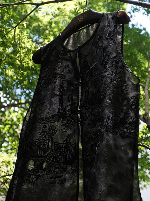 盛唐婧 |桑蚕丝真丝绡长款马甲-黑色 商品图6