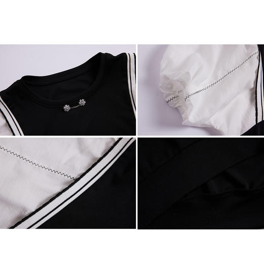 司歌灯笼袖宽松休闲套头上衣假两件T891186y 商品图1