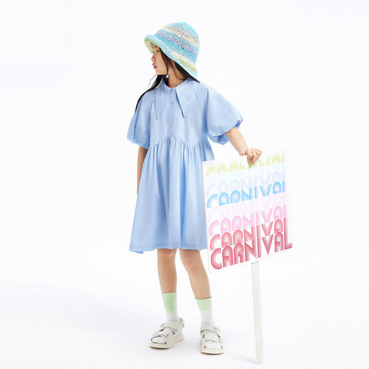 女童公主连衣裙夏新款纯色百褶裙子安奈儿童装EG423113 商品图5