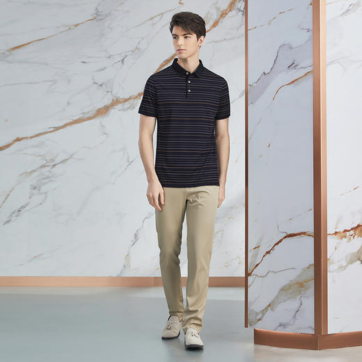 【高端系列】柒牌条纹polo衫男2024夏季新款时尚休闲翻领短袖上衣	126T71350 商品图3
