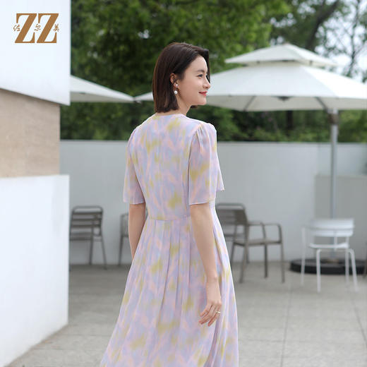 佐尔美夏季新款 气质时尚渐变桑蚕丝中长连衣裙女E32LS76 商品图4