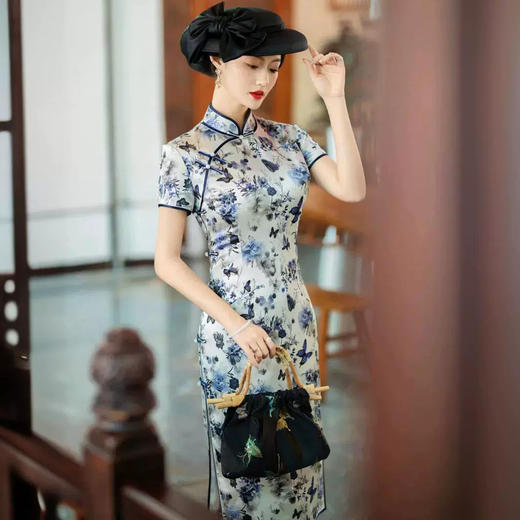 高贵老上海真丝旗袍HQ291 商品图2