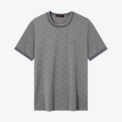 【高端系列】柒牌棋盘格提花短袖T恤男2024夏季新款时尚休闲上衣	126T72310 商品图4