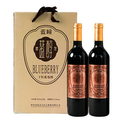 【东北特产】伊春蓝莓酒 750ml*2 年华酒蓝醇酒  礼盒装红酒水果酒  野生蓝莓酒 低度女士 商品图3