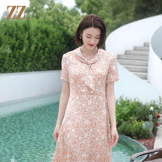 佐尔美夏季新款 气质时尚波点桑蚕丝中长连衣裙女E32LS79 商品图2