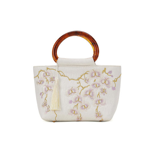 【蝴蝶兰】刺绣木柄手提包QB 商品图4