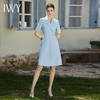 IWY/天蓝色西装连衣裙女气质中长款不规则西装裙浅色美容院工作服Q1132 商品缩略图2