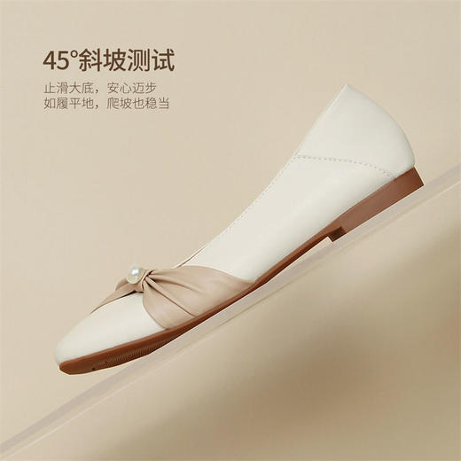 ZHR真皮珍珠浅口单鞋平底女鞋2024新款软底玛丽珍皮鞋伴娘豆豆鞋 商品图3