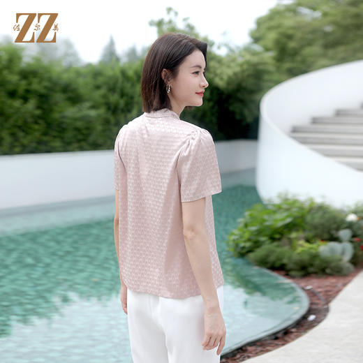 佐尔美夏季新款 气质优雅桑蚕丝短袖衬衣女E32CS93 商品图4
