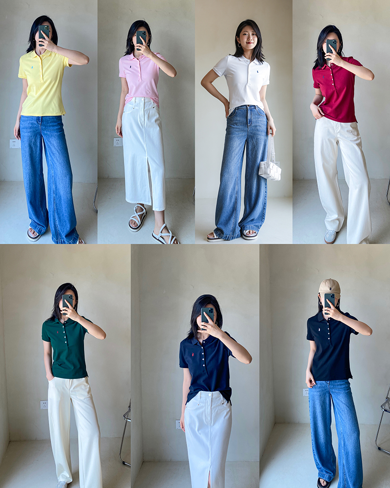 单品包邮现货 THS-特 polo RL马球家女款 老钱纽约PRL原厂马标刺绣 SLIM修身丝光珠地5扣马球恤-7色 BH2519