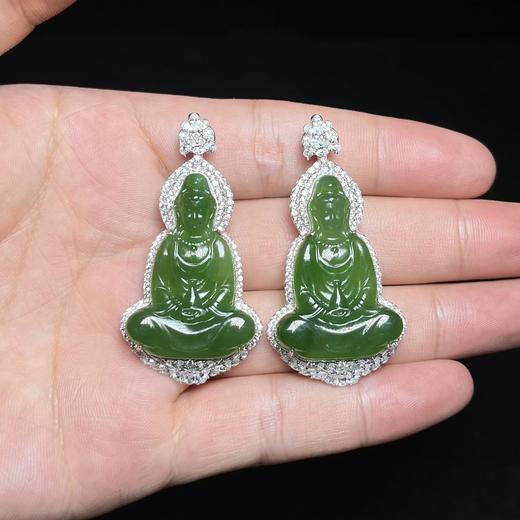 DS925碧玉吊坠-全包盘腿玉净瓶观音50*26 商品图0