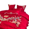 高档中式龙凤刺绣结婚四件套大红色床单被套纯棉喜被婚庆床上用品  2米 商品缩略图3