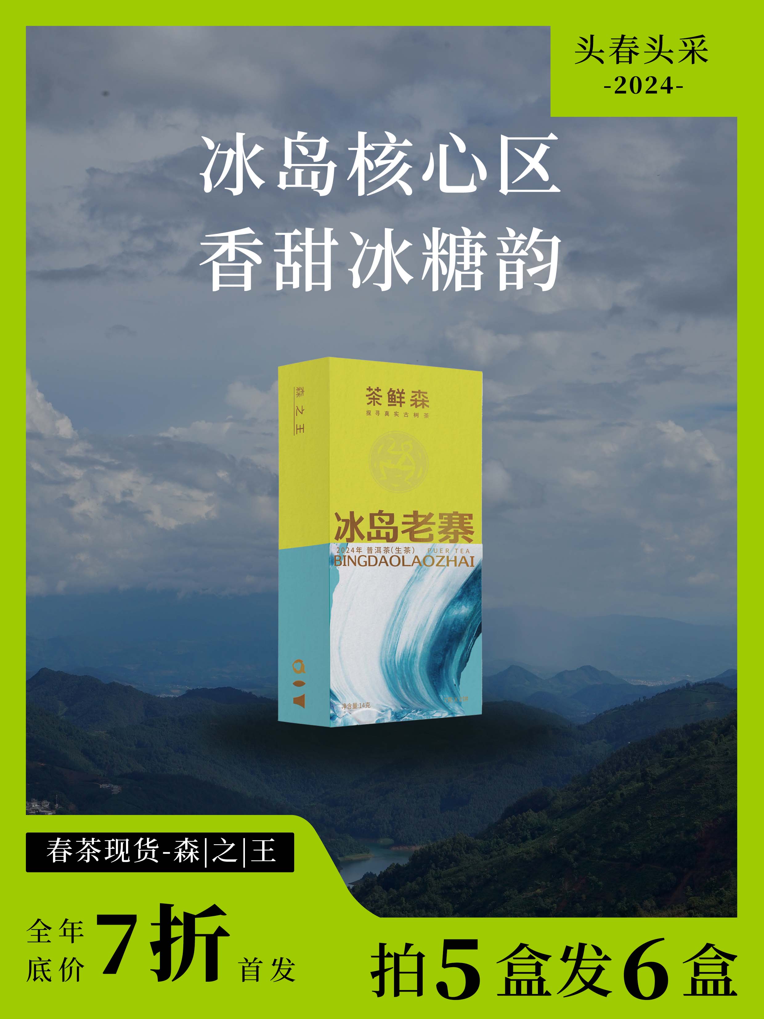 2024冰岛老寨品鉴装 春茶7折现货 普洱茶生茶14g/盒