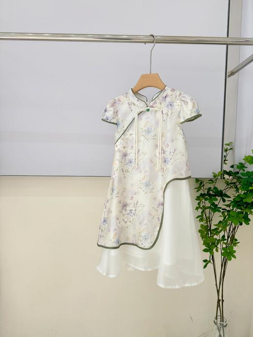 绿染碎花旗袍裙 商品图0