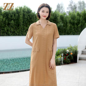 佐尔美夏季新款 国风气质桑蚕丝中长连衣裙女E32LS72