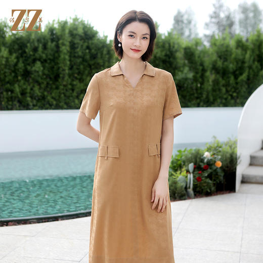 佐尔美夏季新款 国风气质桑蚕丝中长连衣裙女E32LS72 商品图0