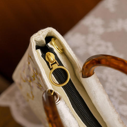 【蝴蝶兰】刺绣木柄手提包QB 商品图3